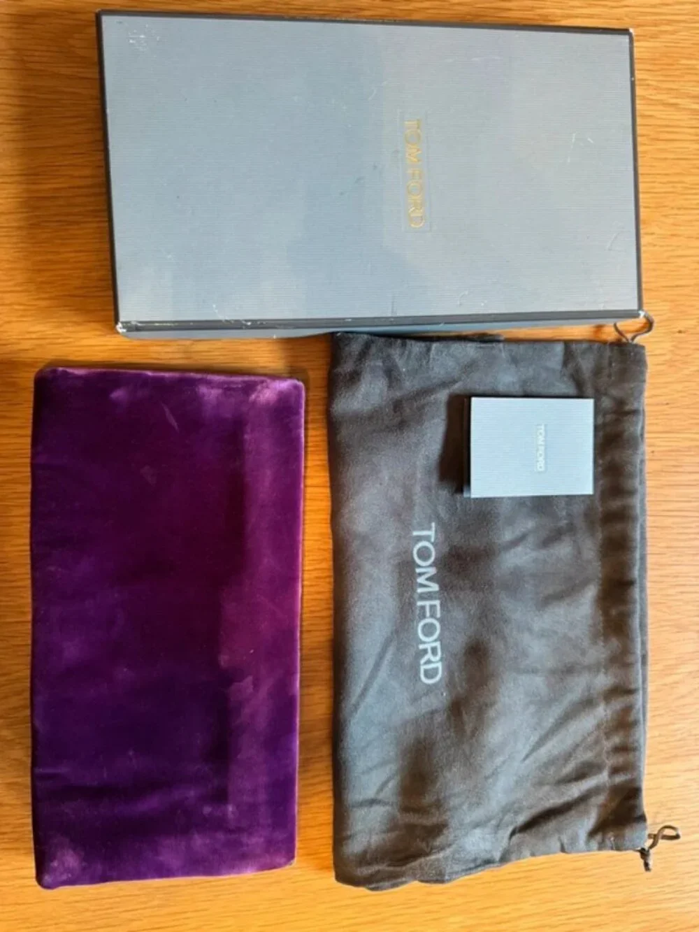 Tom Ford Purple Velvet Evening Clutch Gold Hardware With Box
